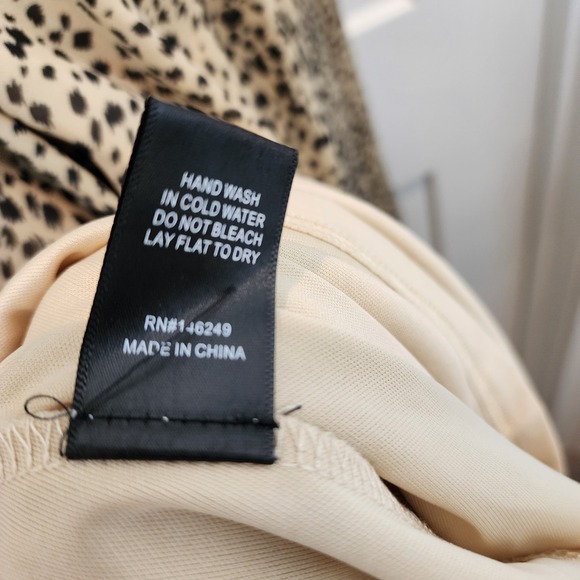 Baltic Born Cha Cha Maxi Dress M Taupe Leopard Black Lace Boho Wedding Guest - Picture 12 of 16